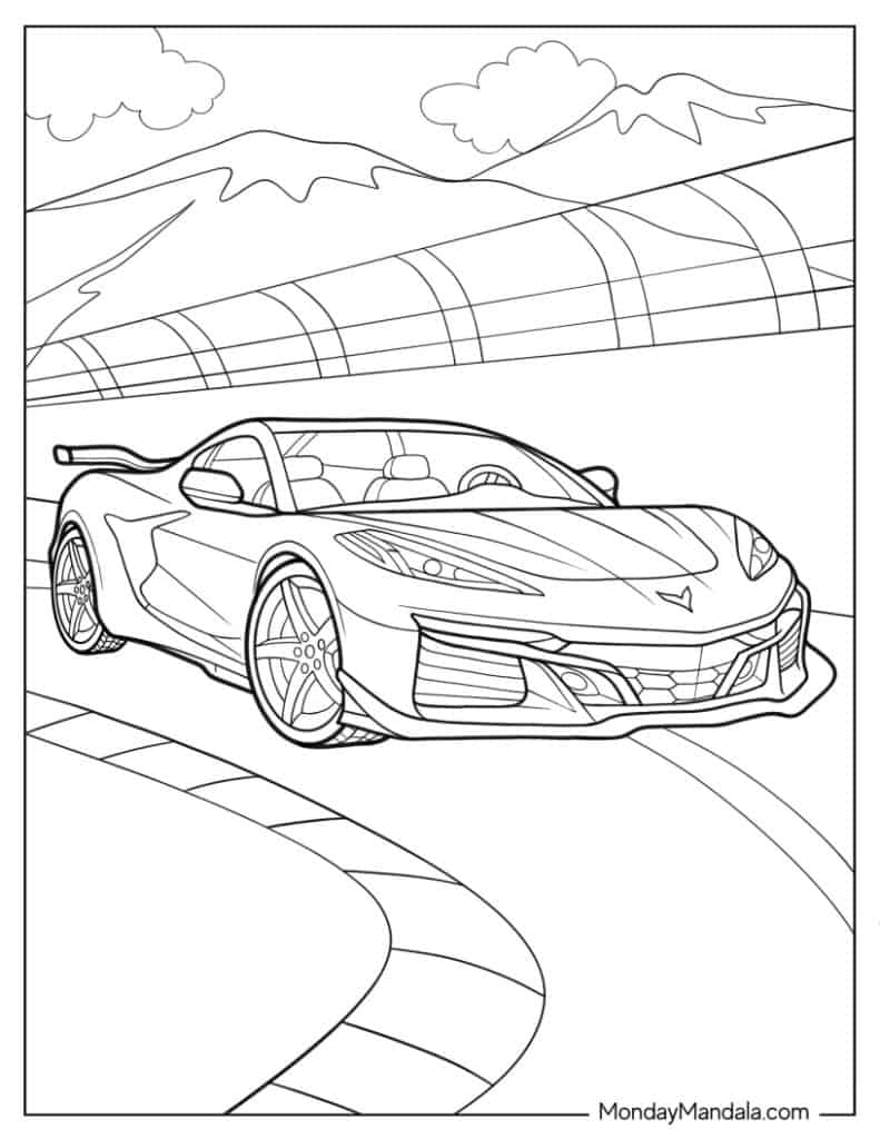 Corvette coloring pages free pdf printables