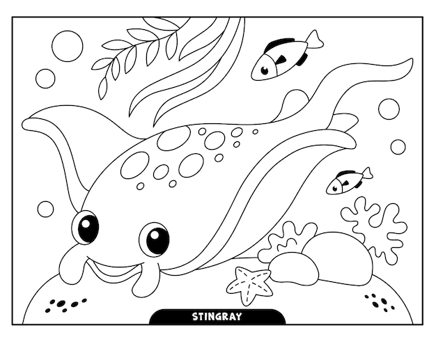 Premium vector stingray coloring pages for kids