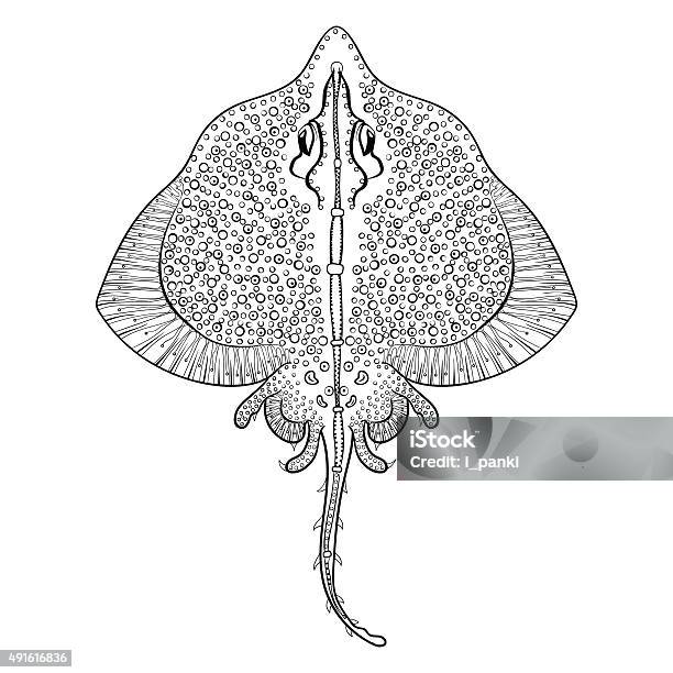 Stingray totem for adult anti stress coloring page for stock illustration