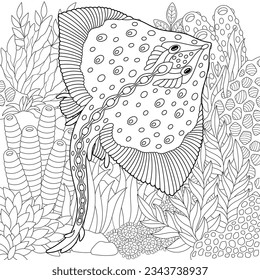 Manta ray coloring page underwater colouring stock vector royalty free