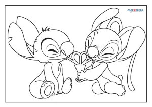 Free printable stitch and angel coloring pages for kids