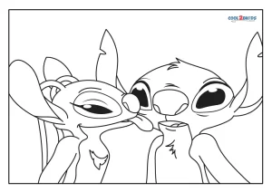 Free printable stitch and angel coloring pages for kids