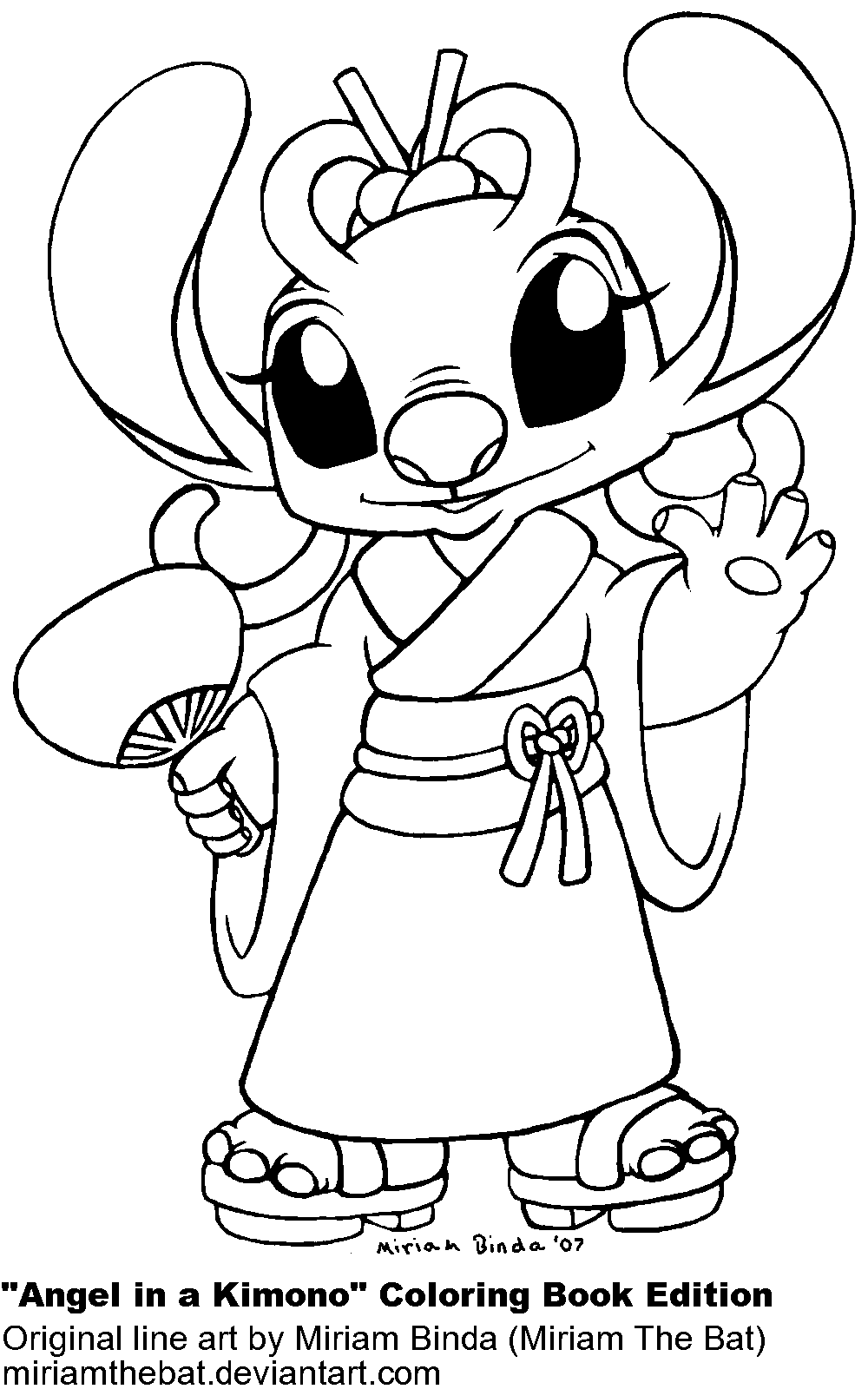 Angel kimono coloring page by miriamthebat on