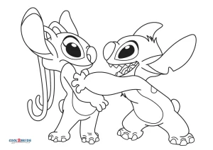 Free printable stitch and angel coloring pages for kids