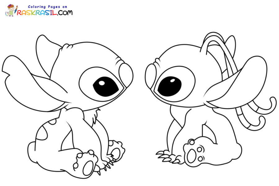 Stitch and angel coloring pages