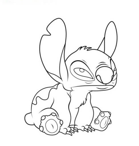 Stitch sitting coloring page