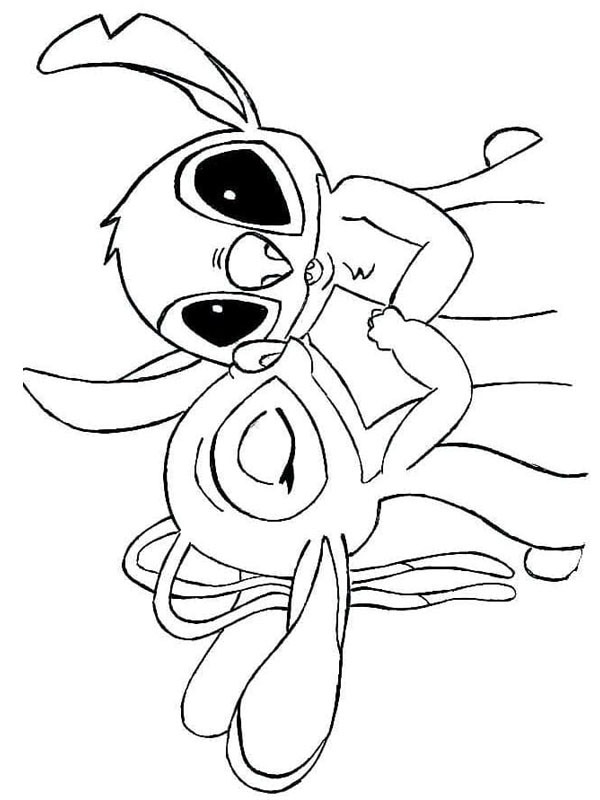 Angel and stitch coloring page