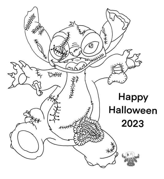 Halloween stitch coloring page rliloandstitch