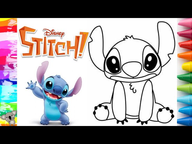 Disney stitch coloring page color with e