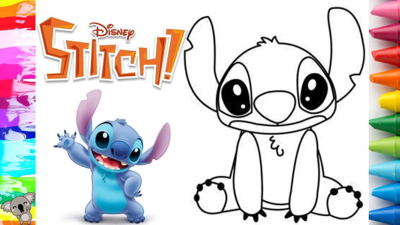 Disney stitch coloring page color with e