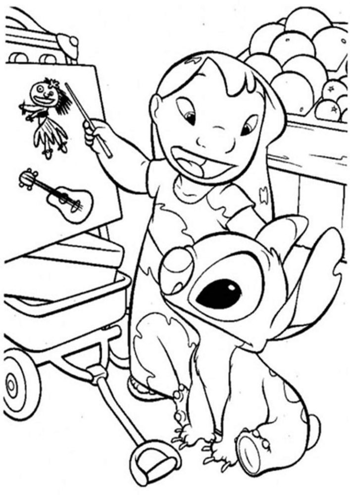 Free easy to print stitch coloring pages