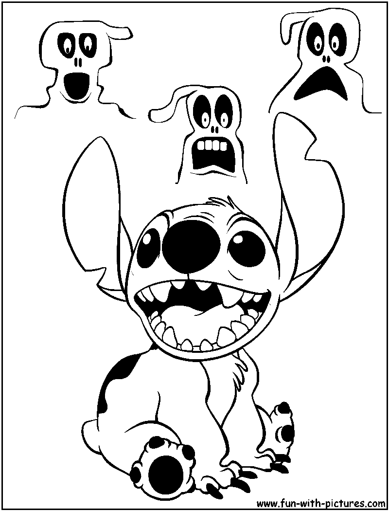 Stitch spooks coloring page