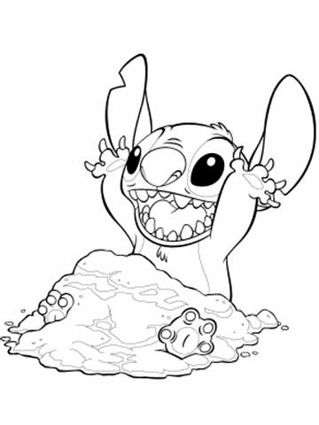 Stitch in sand coloring page free printable coloring pages