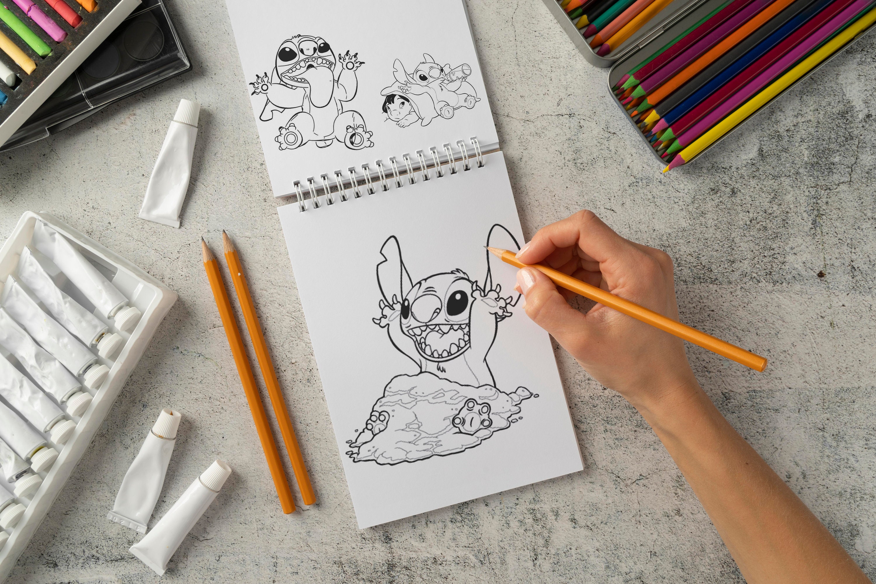 Stitch lilo coloring cartoon characters printable coloring book for children princess coloring pages instant download activity for kids