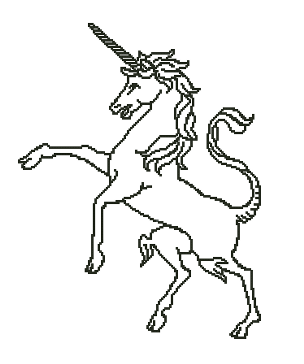 Unicorn outline silhouette counted cross stitch pattern