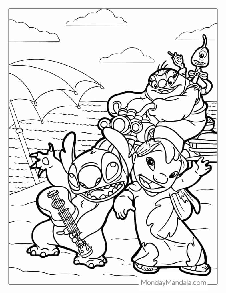 Lilo stitch coloring pages free pdf printables