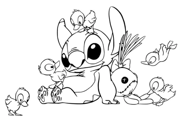 Ðï stitch with little ducklings