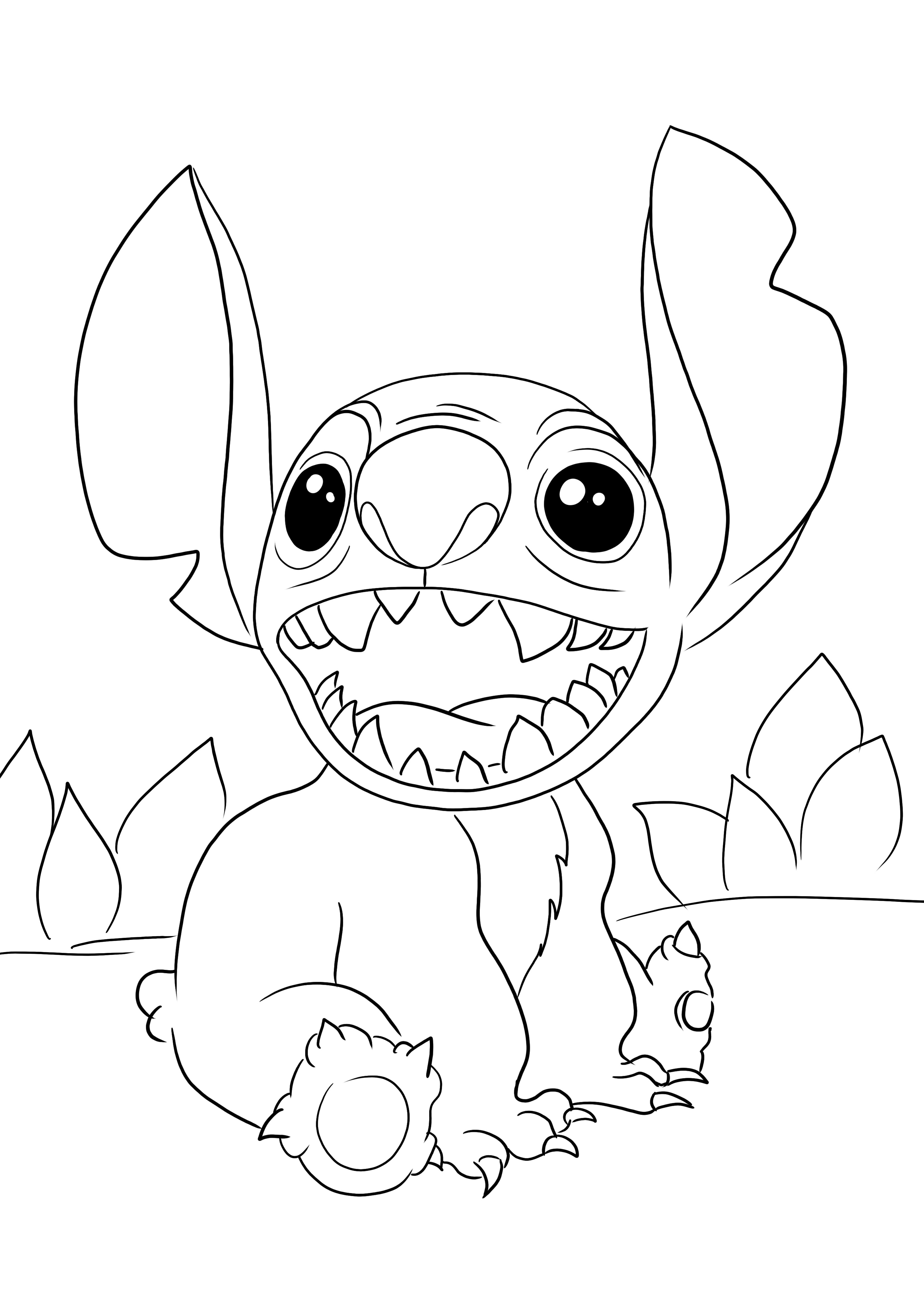 Free coloring page of cute stitch from lilostitch to download and color with fun