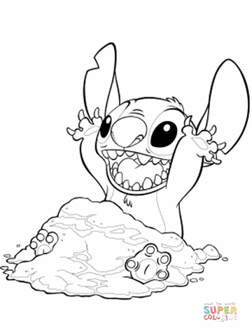 Stitch in sand coloring page free printable coloring pages