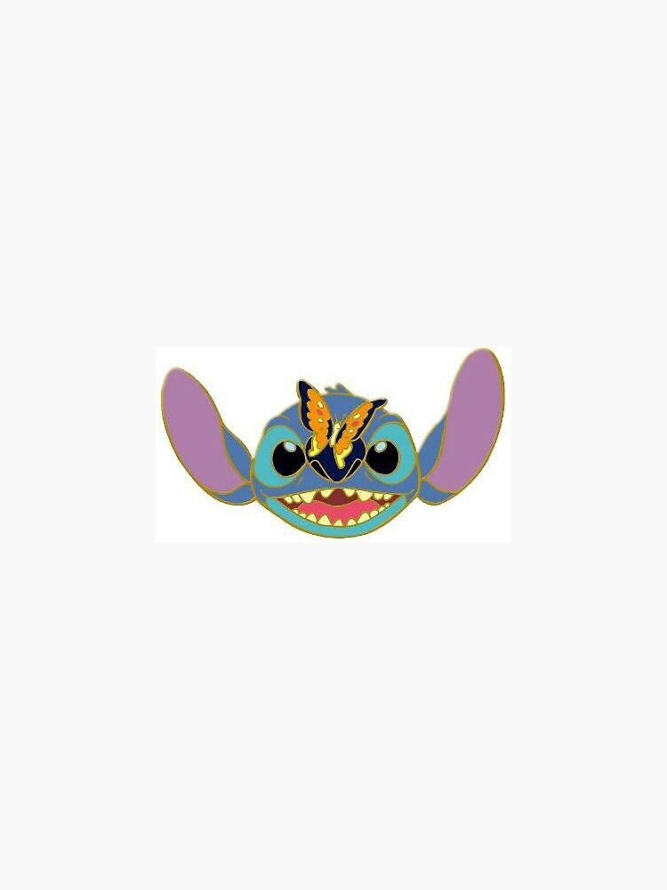 Stitch with a butterfly on his nose sticker for sale by cardiffzo