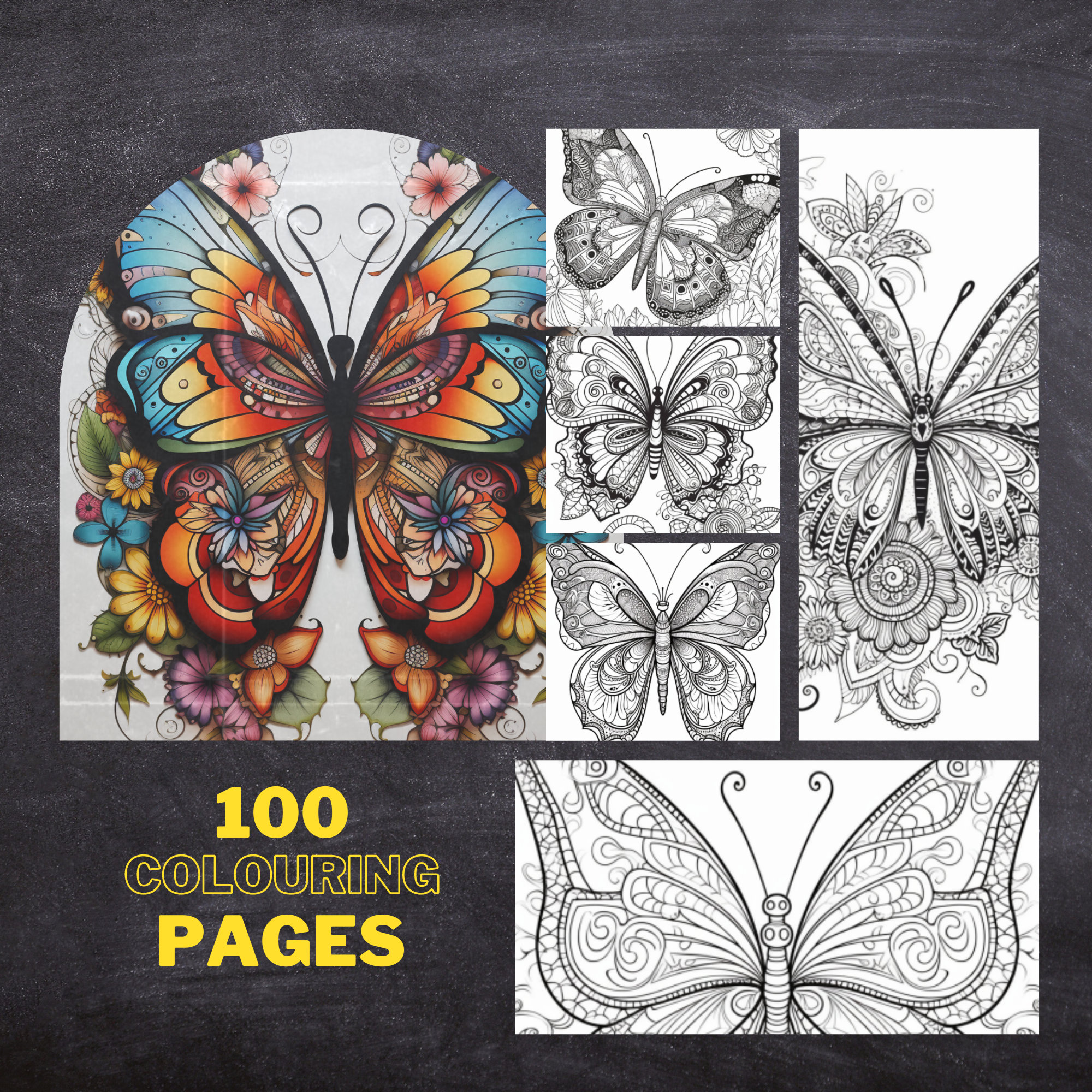 Butterfly mandala colouring pages amazing patterns adult colouring book by peaceful patterns uk digital colouring printable pages instant download