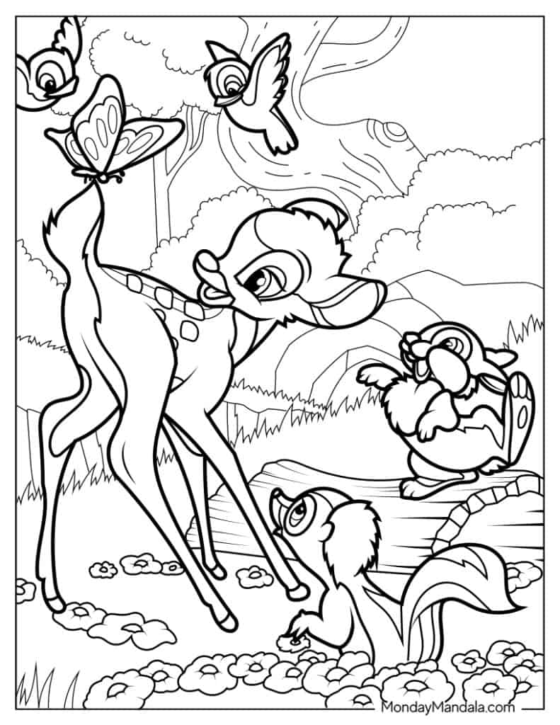 Bambi coloring pages free pdf printables