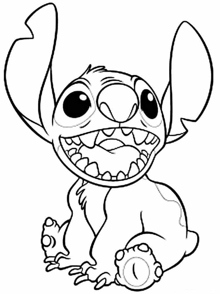 Stitch with an opened mouth coloring page