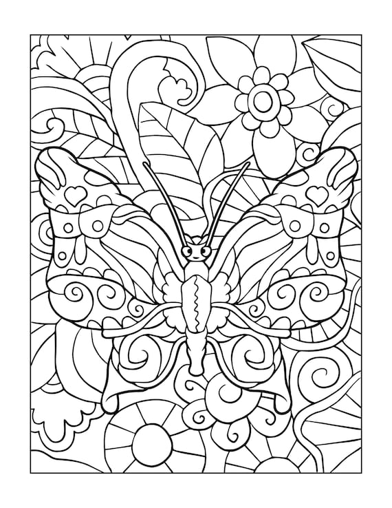 Printable butterfly coloring pages instant download