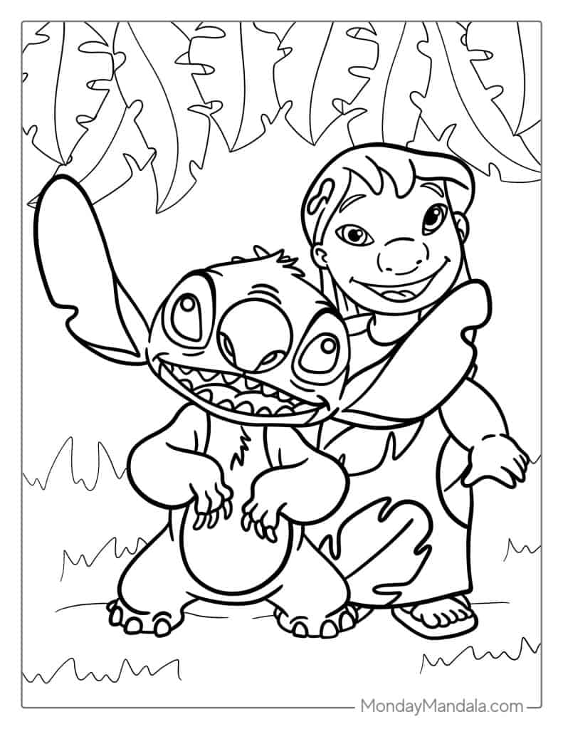 Lilo stitch coloring pages free pdf printables