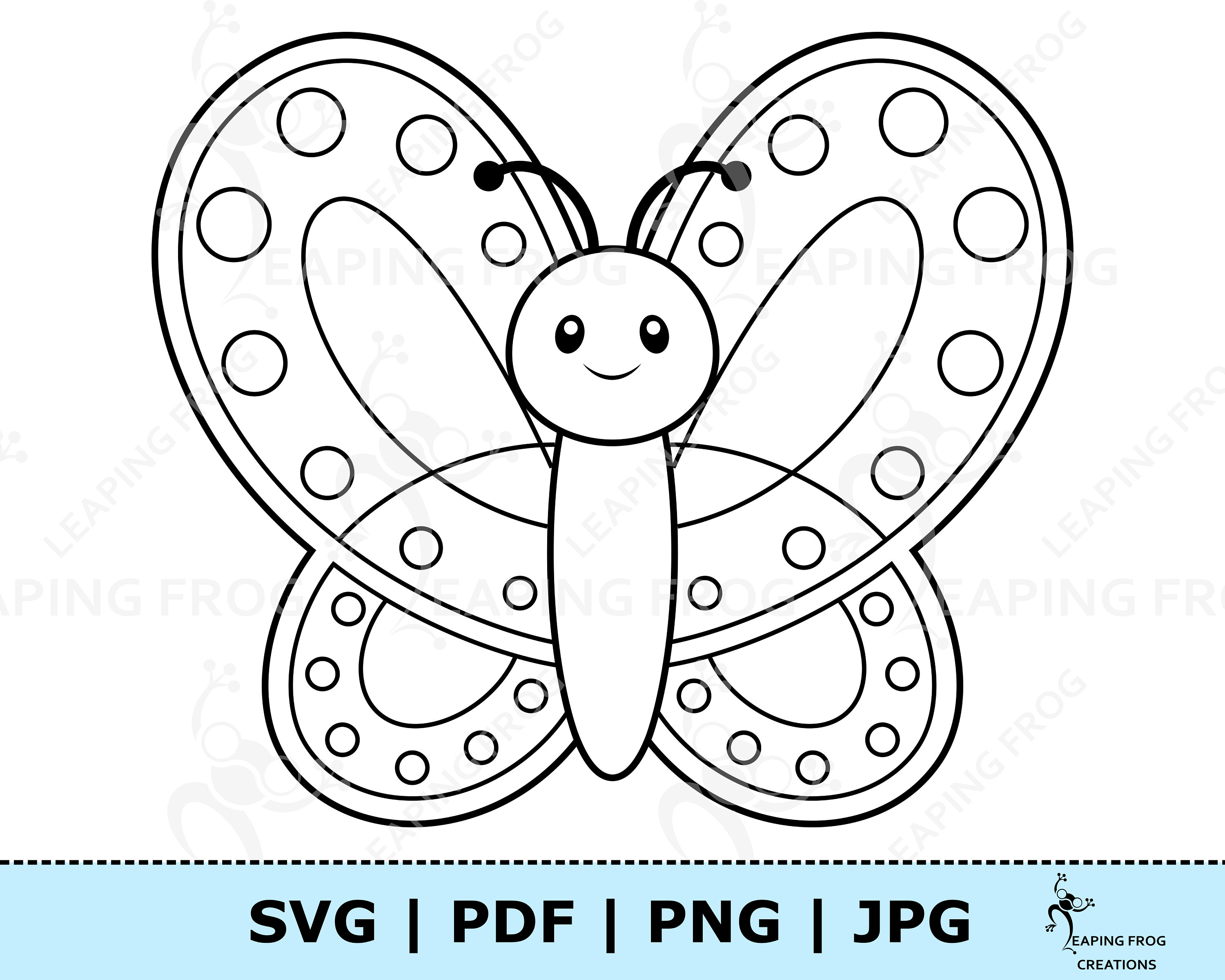 Cute butterfly coloring page jpg pdf svg png butterfly clipart digital download vector black and white outline butterfly outline svg