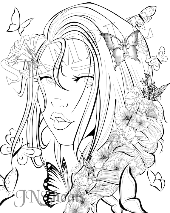 Butterfly fantasy girl coloring page download download now