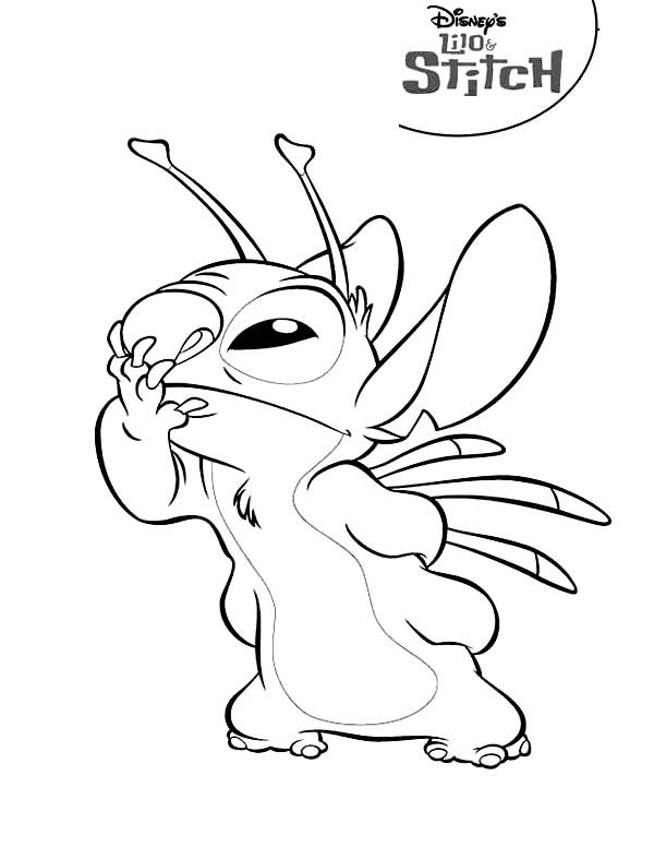 Stitch smelling something good in lilo stitch coloring page