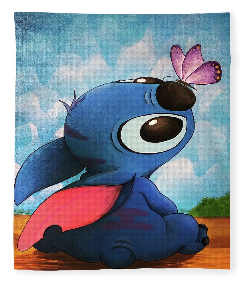 Stitch butterfly disney fleece blanket by lee cloud