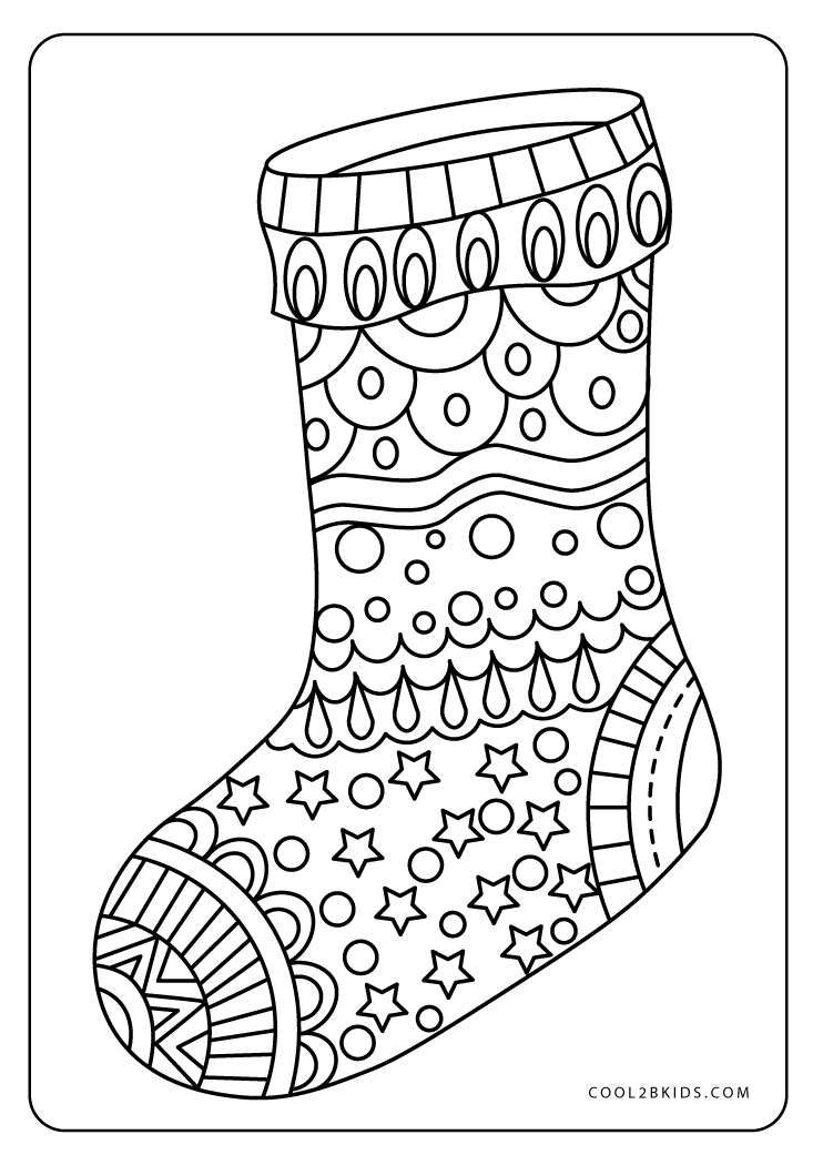 Free printable christmas stocking coloring pages for kids