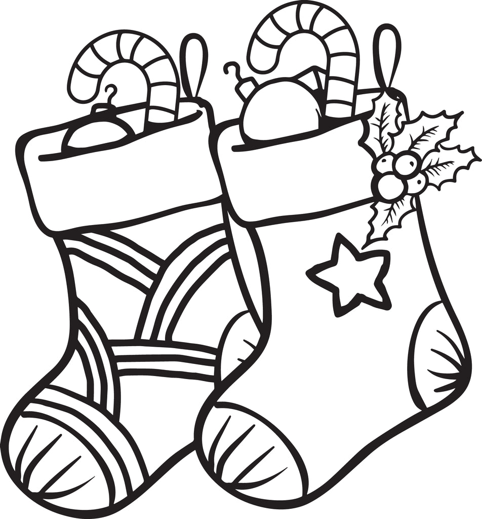 Printable christmas stockings coloring page for kids â