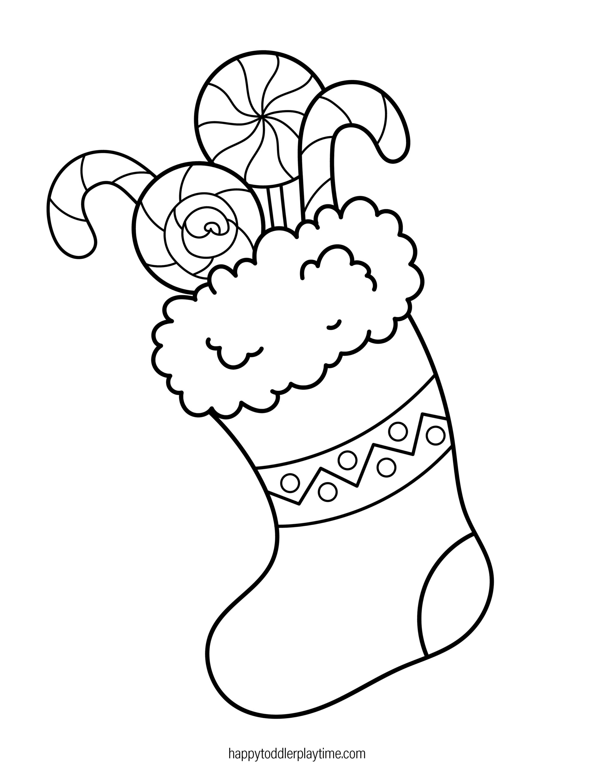 Free printable christmas stocking coloring pages