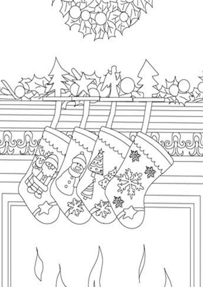 Christmas stocking coloring pages for kids