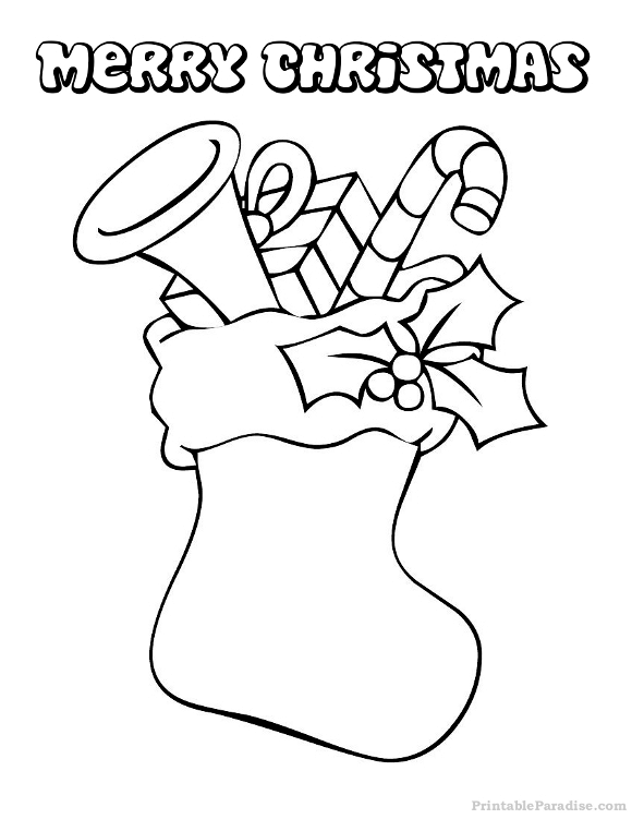 Printable christmas stocking coloring page