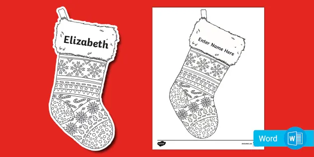 Editable name mindfulness coloring christmas stocking