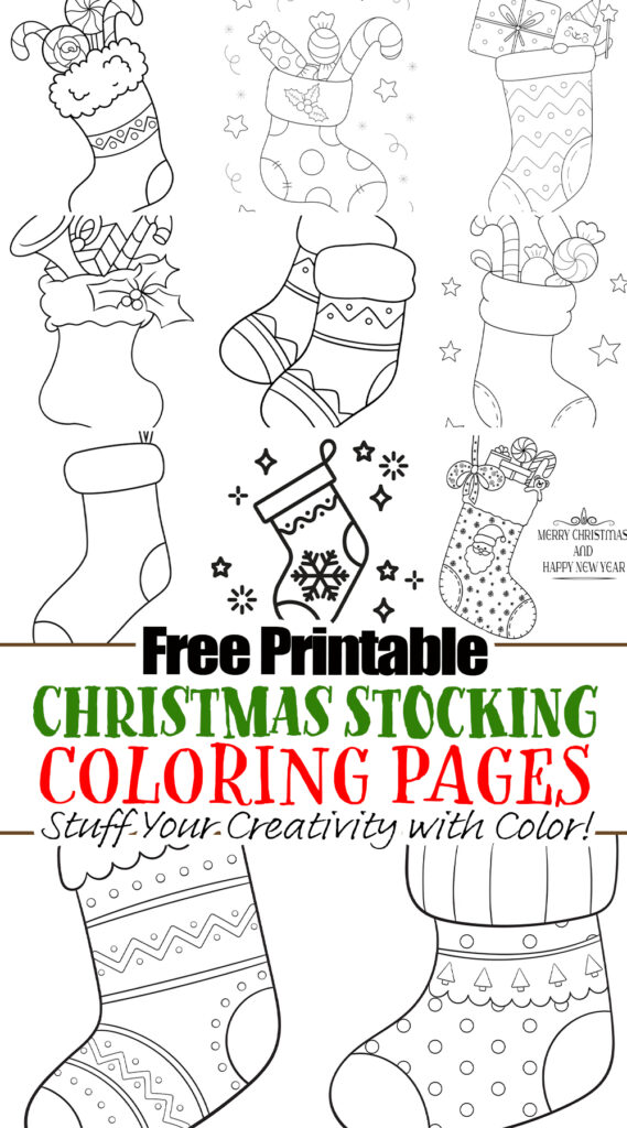 Free printable christmas stocking coloring pages