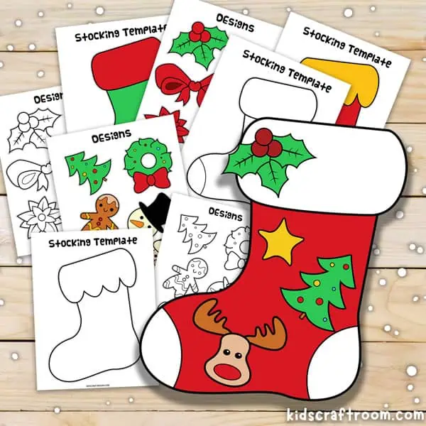 Cut and paste christmas stocking craft free printable