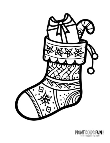 Christmas stocking clipart pages for easy craft coloring fun for the holidays at