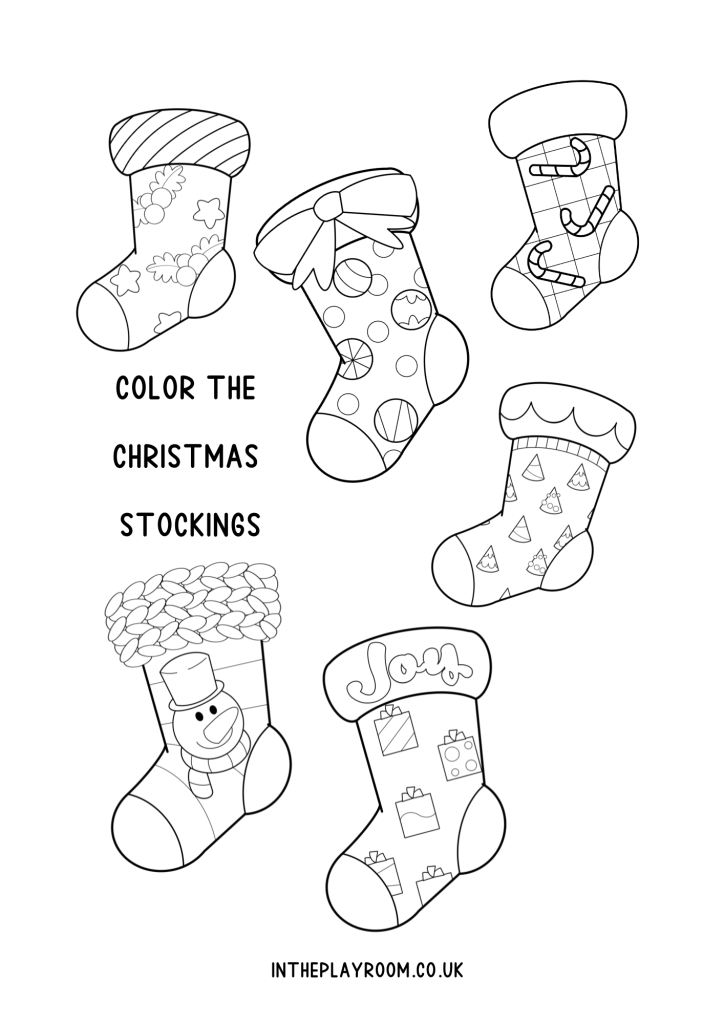 Free printable christmas stocking loring pages for kids and adults