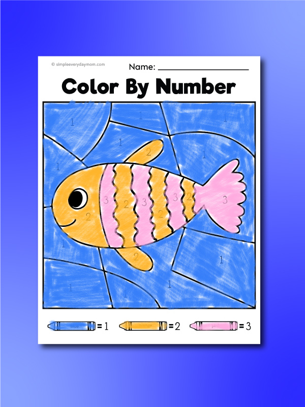 Color by number fish printables for kids