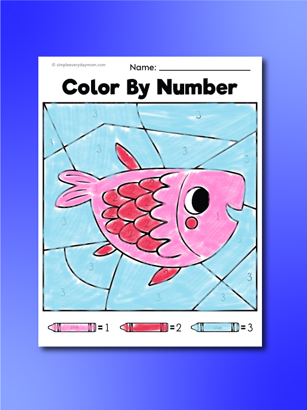 Color by number fish printables for kids