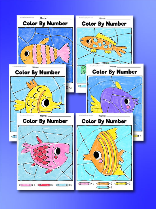 Color by number fish printables for kids