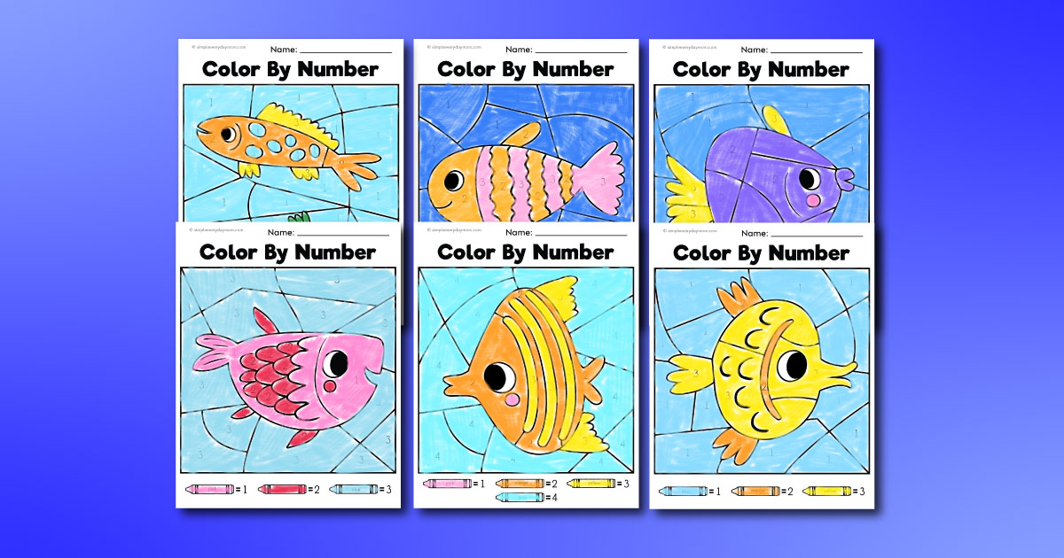 Color by number fish printables for kids