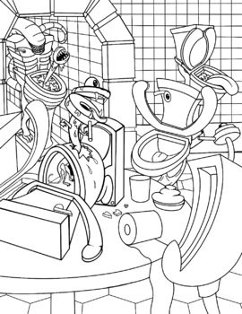 Toilets of terror coloring page alien stomach issues by damwig art