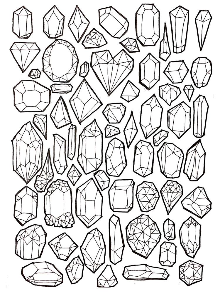 Gemstones coloring pages crystal drawing coloring book art doodle art