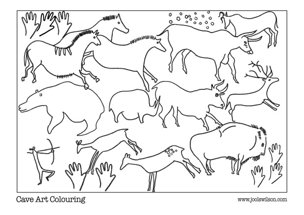 Stone age art colouring sheet â jools wilson